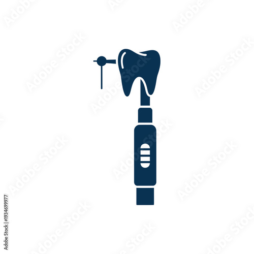 Dental Treatment Illustration Showcasing a Tooth And A Specialized Treatment Tool For Professional