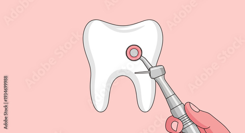 Dental Treatment Illustration Showcasing Teeth Repair Procedure with Precision and Care