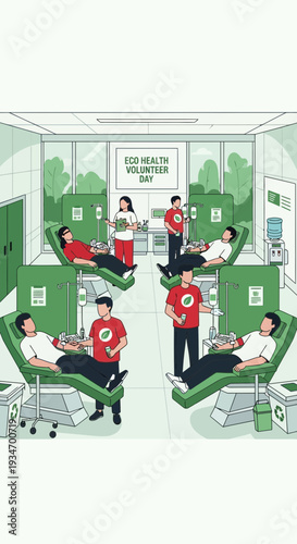Depiction Of A Blood Donation Drive For Environmental Health On Volunteer Day Celebration