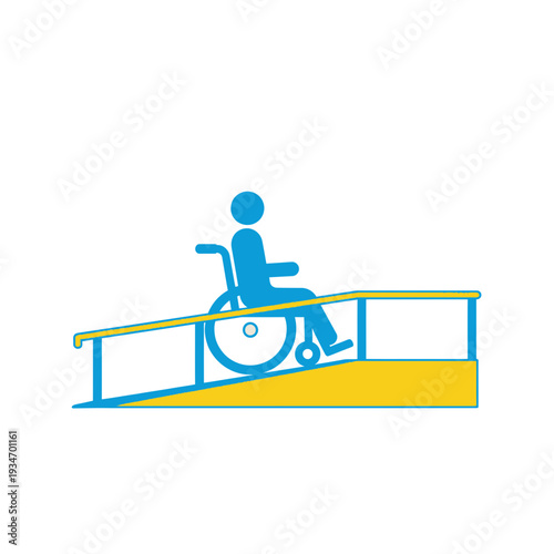 Depiction Of A Wheelchair User Utilizing A Ramp For Accessibility And Inclusivity