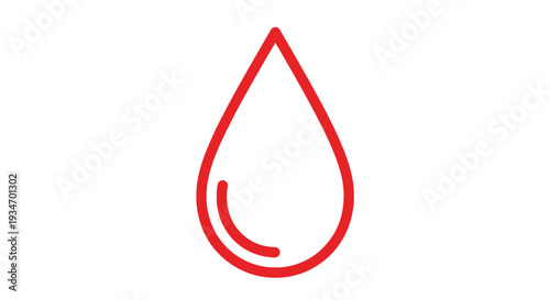 Red drop icon symbol vector graphic.