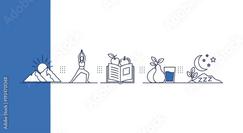 Daily Life Simple Icons Lineup Illustration.
