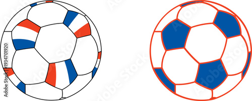 France national flag soccer ball set vector illustration