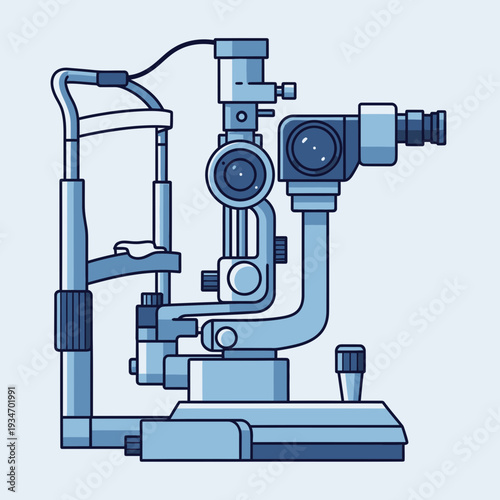 Detailed Illustration of a Modern Slit Lamp Biomicroscope Used for Eye Examinations