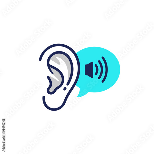 Digital Audio Representation Depicting Sound Waves Emanating From an Ear With Clarity and Precision