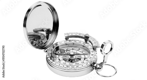 Vector Halftone Vintage Pocket Compass Navigation Illustration