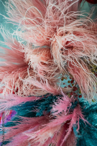 Colorful decorative feathers at a decor store. 