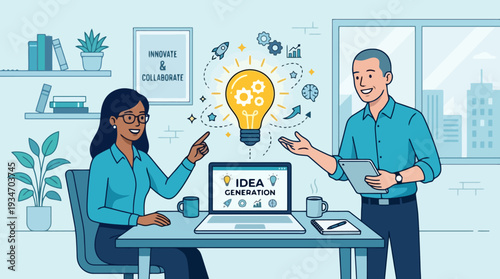 Business People Collaborating on Idea Generation in Office