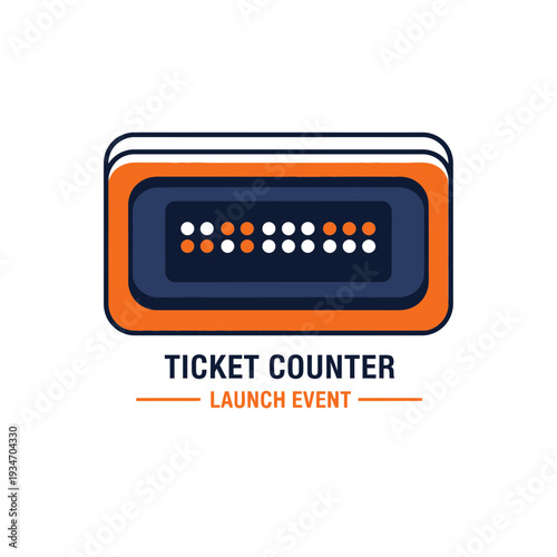 Digital Ticket Counter Illustration Depicting Launch Event and Information Display Aesthetic