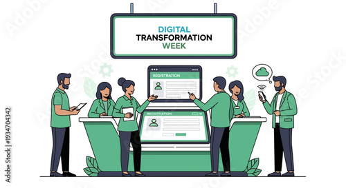 Digital Transformation Week Event Promoting Online Registration and Modern Technology