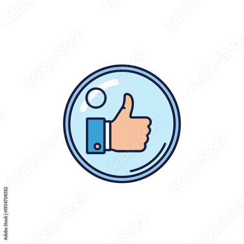 Digitally Crafted Illustration of a Thumbs Up Symbol Within a Transparent Bubble Icon Design