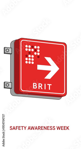 Directional Sign Illustrating Guidance and Information Displayed During Safety Awareness Week