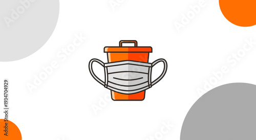 Discarded Mask Symbolizes Pandemic Waste and Public Health Concerns with Iconography