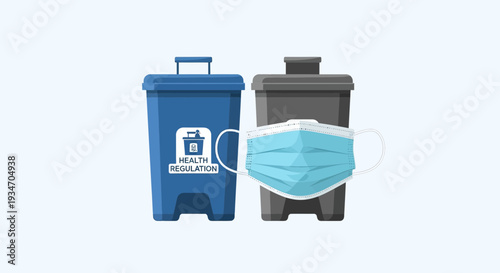 Discarded Mask Symbolizes End Of Health Rules and Compliance, Vector Illustration