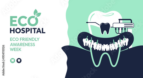 Eco Hospital Concept Promoting Dental Healthcare and Environmental Consciousness Illustration