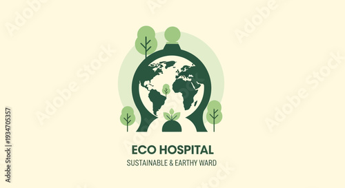 Eco Hospital Logo Depicting Earth, Trees, and Environmentally Friendly Concepts