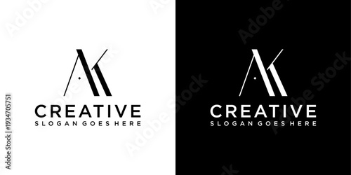 AK or KA initial letter logo design vector