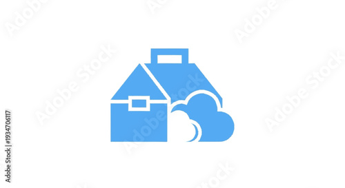 Abstract illustration of a house icon with a cloud design element