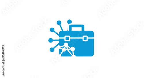 Abstract illustration of a toolbox connected to digital network nodes