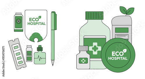 Eco-Friendly Healthcare Concept With Medical Supplies and Hospital Elements Illustration