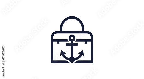 Abstract anchor and briefcase icon on white background symbol concept