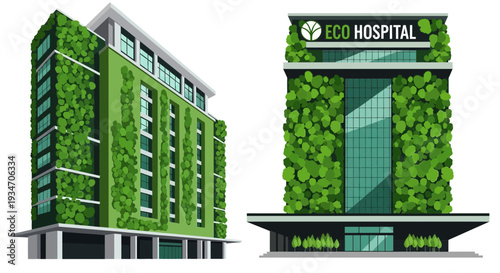 Eco-Friendly Hospital Building With Lush Green Facade and Sustainable Design