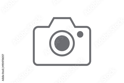 Gray Camera Icon Outline for Photography and Media Representation