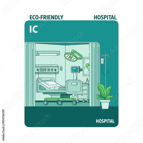 Eco-Friendly Hospital Interior Depicting Modern Intensive Care Unit With Equipment and Plant