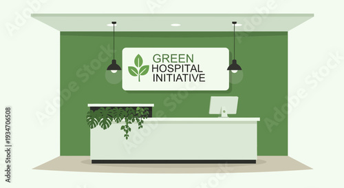 Eco-Friendly Hospital Reception Area: Green Initiative in Modern Interior Design