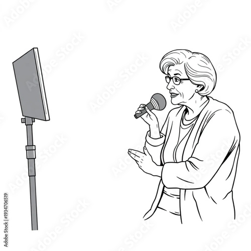 A 68-year-old woman getting her makeup done before a video podcast interview she hosts, content creator