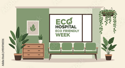 Eco-Friendly Hospital Setting with Greenery and Welcoming Design for Wellbeing and Health