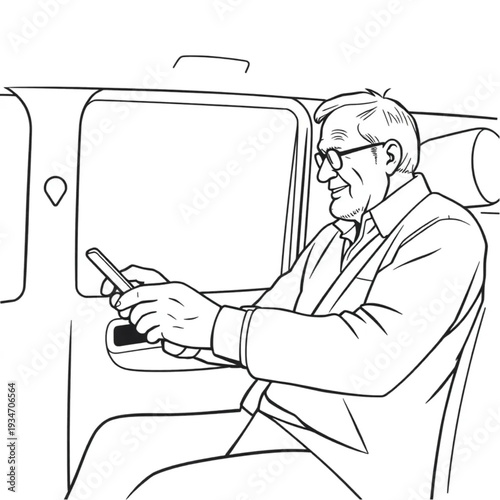 An 80-year-old man using a smartphone navigation app confidently while traveling alone, active independence
