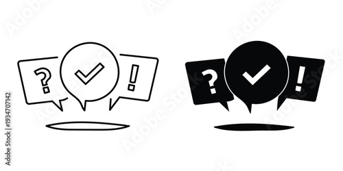 decision making choice icon set check mark question exclamation vector