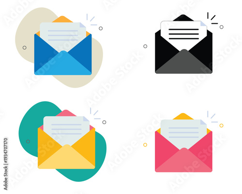 email envelope icon set message notification mail app vector