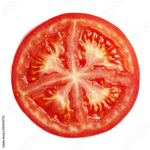 Wallpaper Mural A fresh, sliced red tomato showcasing its juicy interior and seeds, isolated on a transparent background Torontodigital.ca