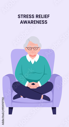 Elderly Woman Embraces Serenity, Cultivating Mindfulness Through Tranquil Meditation Practices