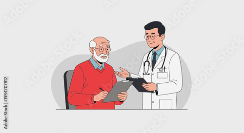 Elderly Patient Meeting With Doctor to Discuss Health Concerns and Treatment Plan