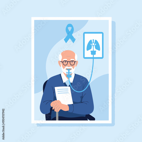 Elderly Patient Receives Breathing Assistance for Lung Ailment Treatment with Oxygen Support