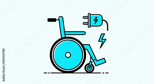 Electric Wheelchair: Modern Mobility Solution with Power Symbol Illustration Design