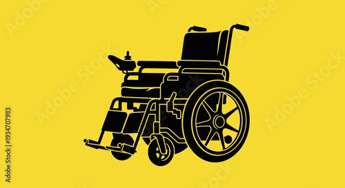 Electric Wheelchair Illustration With Yellow Backdrop For Accessibility And Freedom