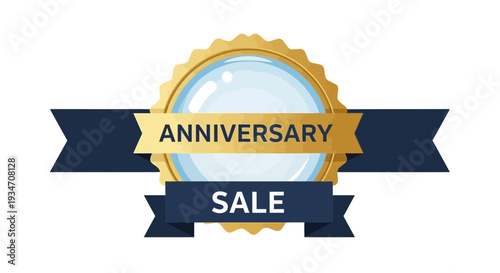Elegant Anniversary Sale Badge Design With Golden and Blue Accents Celebrating Special Events