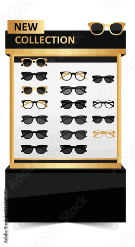 Elegant Eyewear Display Showcasing Stylish Sunglasses Collection for Vision Enhancement and Fashion