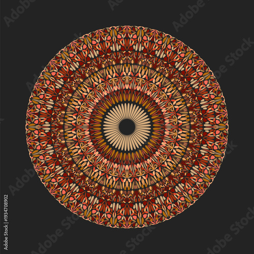Colorful round geometrical abstract petal ornament mandala
