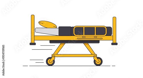 Emergency Medical Illustration of a Stretcher Bed on a Speedy Transfer Process