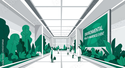 Environmental Health Awareness Event Illustration Depicting Modern Architectural Design