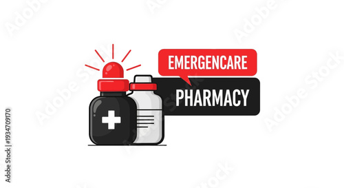 Emergency Medical Services and Pharmacy Sign Representing Immediate Healthcare Solutions