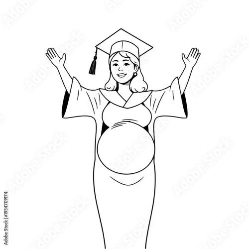 A woman receiving her university degree while 8 months pregnant, triumph, determination, achievement