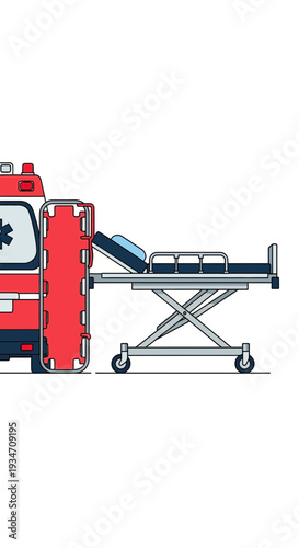 Emergency Medical Services: Ambulance and Stretcher Ready For Immediate Response and Rescue