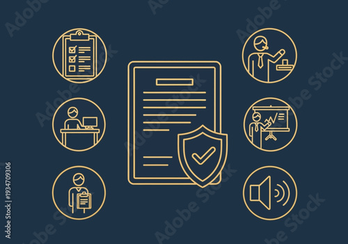 Essential Business Elements Displayed with Abstract Shapes and Vector Illustrations