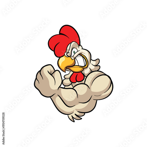 Angry muscular chiken logo, angry muscular chiken illustration, logo, vector, icon.eps